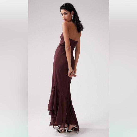 🔥NWT🔥 ASOS Corset Dress w Ruffle Asymmetrical Hem - Picture 9 of 16